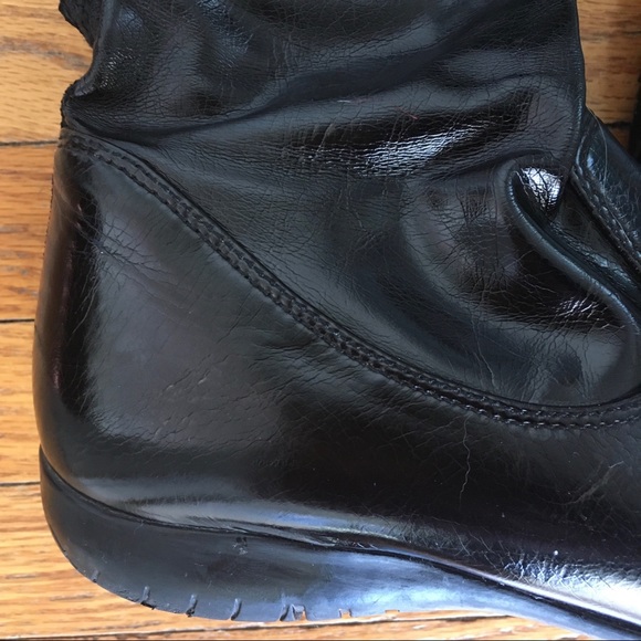 Franco Sarto Retro Style Fitted Black Patent Knee High Boots Black - Picture 5 of 9